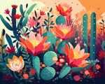 Desert cactus blossoms cross stitch kit for beginners
