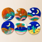 Desert night punch needle coaster kit finished handmade coasters