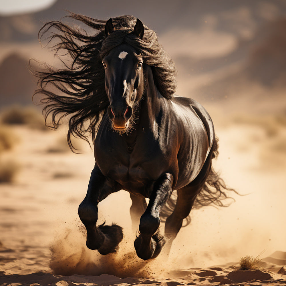 Desert running black horse cross stitch kit for beginners