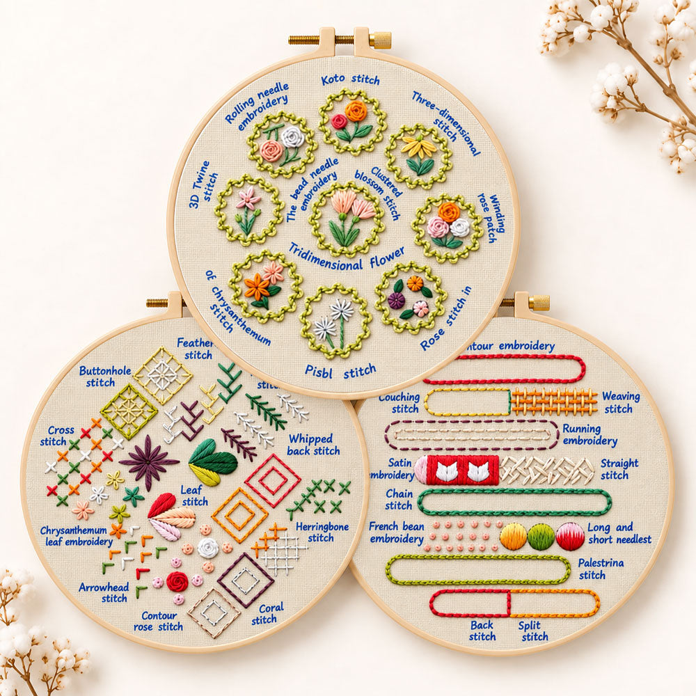 Diverse embroidery stitch showcase embroidery kit