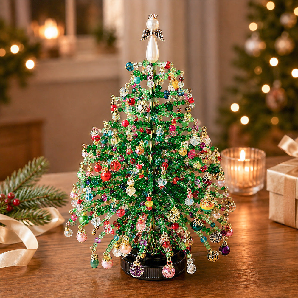 DIY Beaded Christmas Tree Kit displayed as sparkling handmade holiday decor