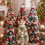 DIY Quilted Christmas Tree Kit collection featuring six handmade Christmas tree styles