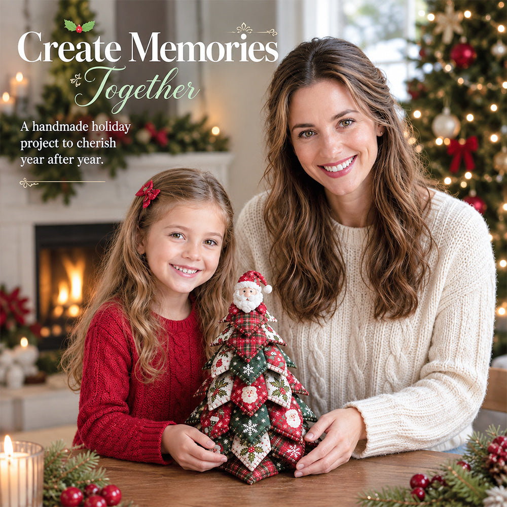 Mother and daughter making memories together with a DIY Quilted Christmas Tree Kit