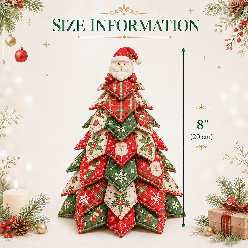 Size information for DIY Quilted Christmas Tree Kit, 8 inches 20 cm tall