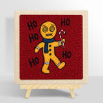 Dizzy gingerbread man with candy cane punch needle kit for beginners
