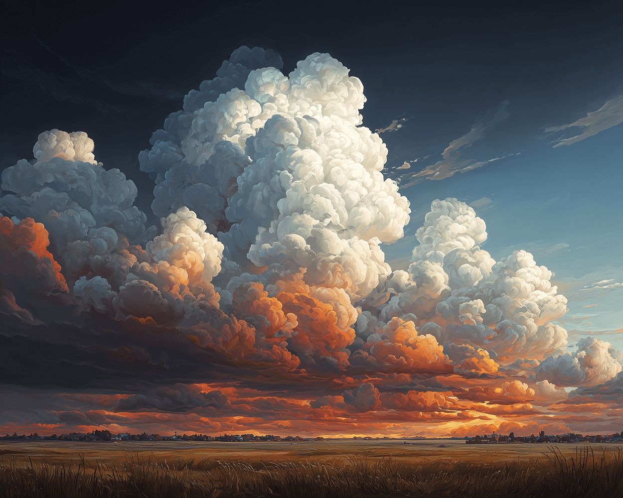 Dramatic sunset cumulus clouds cross stitch kit for beginners