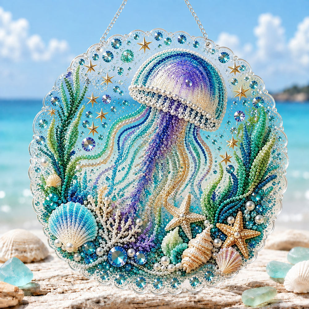 Dreamy jellyfish decor pearl diamond painting kit for beginners