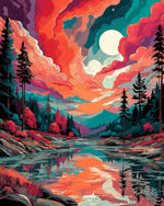 Dreamy sky reflection cross stitch kit for beginners