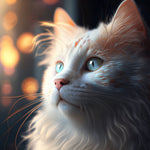 Dreamy white cat cross stitch kit for beginners
