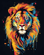 Drip paint colorful lion cross stitch kit for beginners