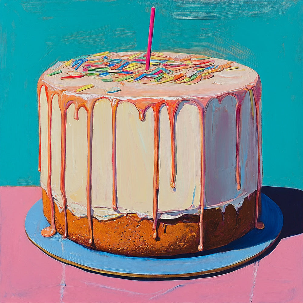 Dripping frosted birthday cake cross stitch kit for beginners