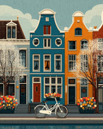 Dutch canal spring day cross stitch kit for beginners