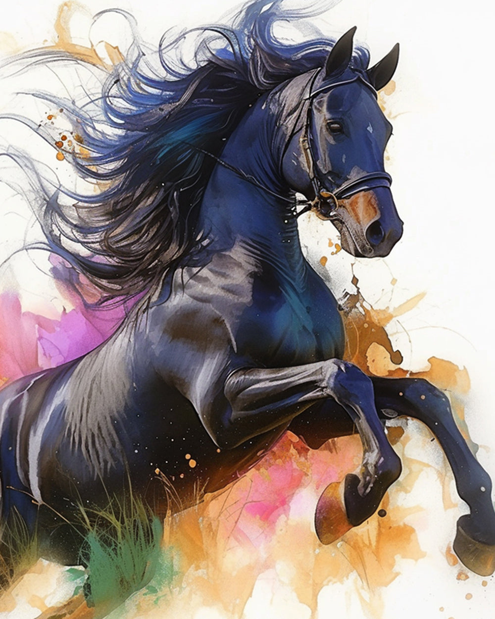 Dynamic black stallion cross stitch kit for beginners