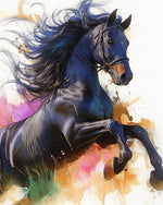 Dynamic black stallion cross stitch kit for beginners