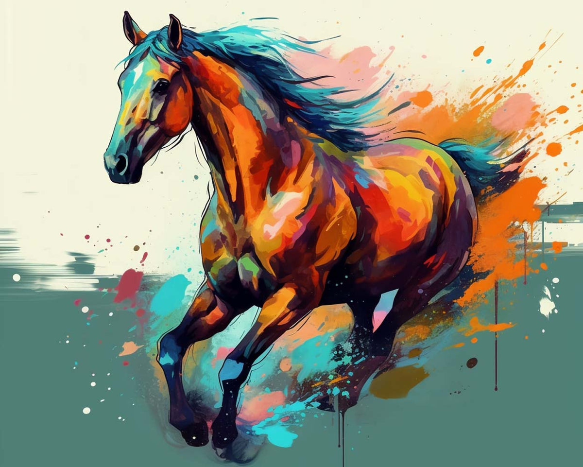 Dynamic running stallion cross stitch kit for beginners