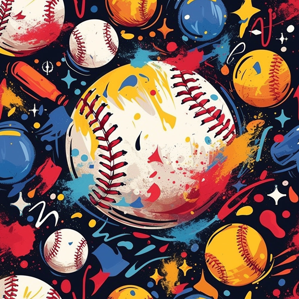 Dynamic splatter baseball cross stitch kit for beginners