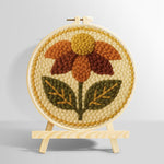 Earth tone autumn flower punch needle kit for beginners
