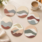 Earth tone mountains punch needle coasters used for home decoration