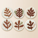 Earth-toned leaves punch needle coaster kit finished handmade coasters