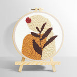 Earthy tones botanical leaf punch needle kit for beginners