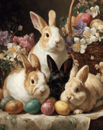Easter bunnies and eggs cross stitch kit for beginners