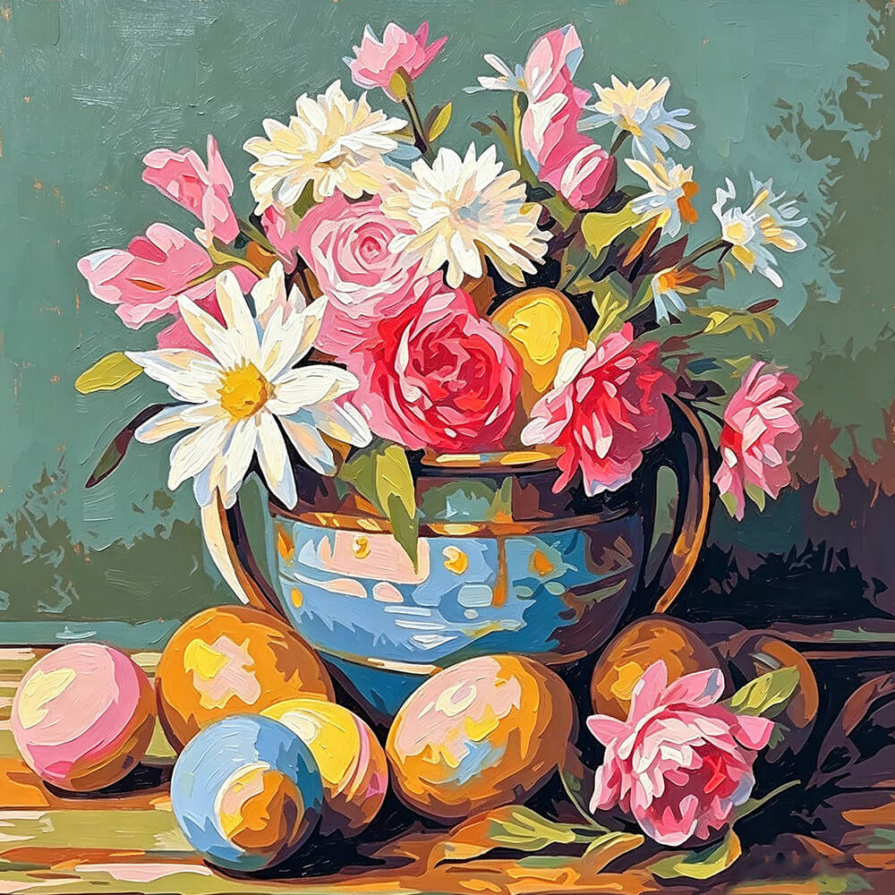 Easter floral egg table arrangement paint by numbers kit for beginners