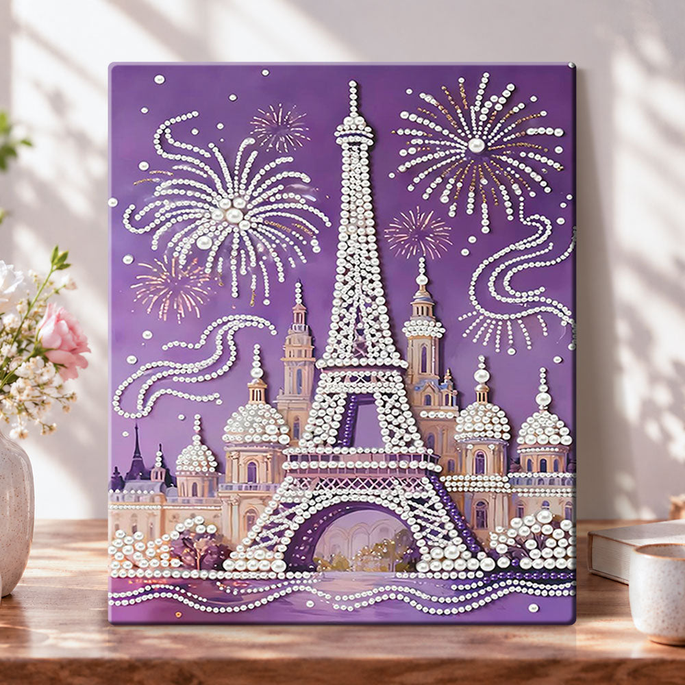 Eiffel tower fireworks pearl diamond painting kit for beginners