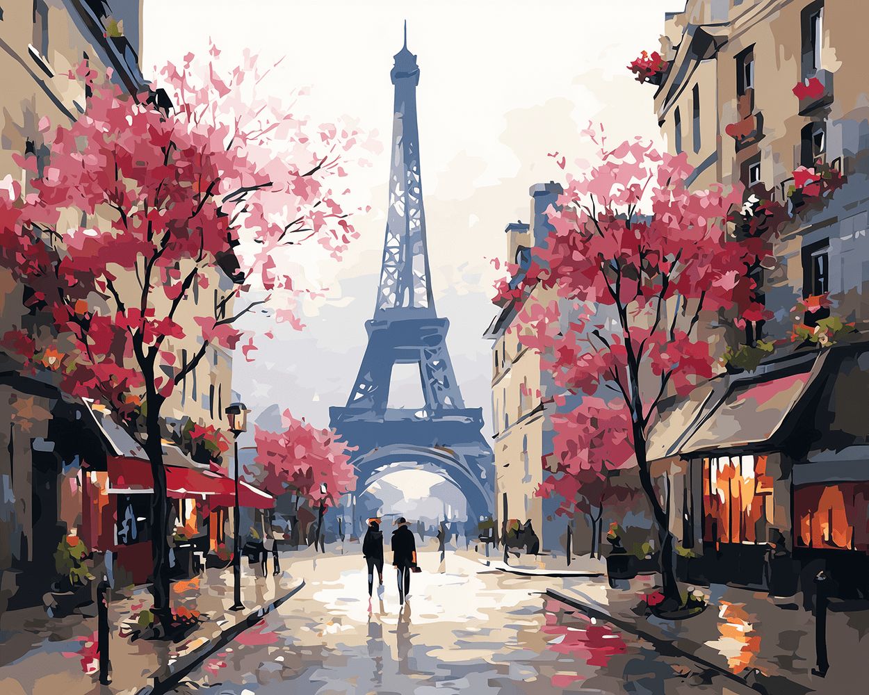 Eiffel tower street scene cross stitch kit for beginners