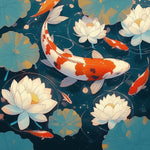 Elegant koi fish and white lotus cross stitch kit for beginners