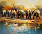 Elephant family by the water cross stitch kit for beginners