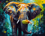 Elephant holding bananas cross stitch kit for beginners