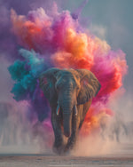 Elephant with holi color smoke cross stitch kit for beginners