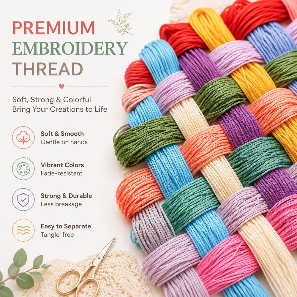 Colorful embroidery threads for smooth and easy hand embroidery projects