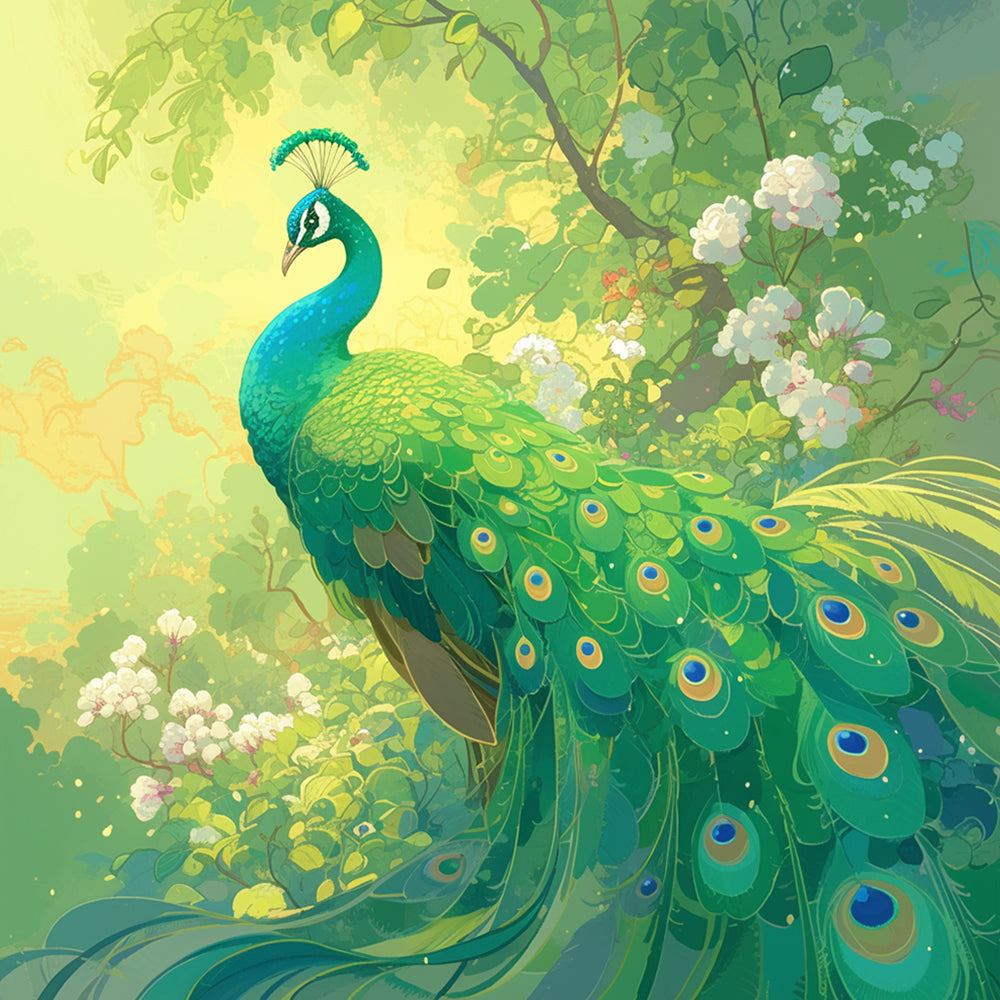 Emerald garden peacock cross stitch kit for beginners