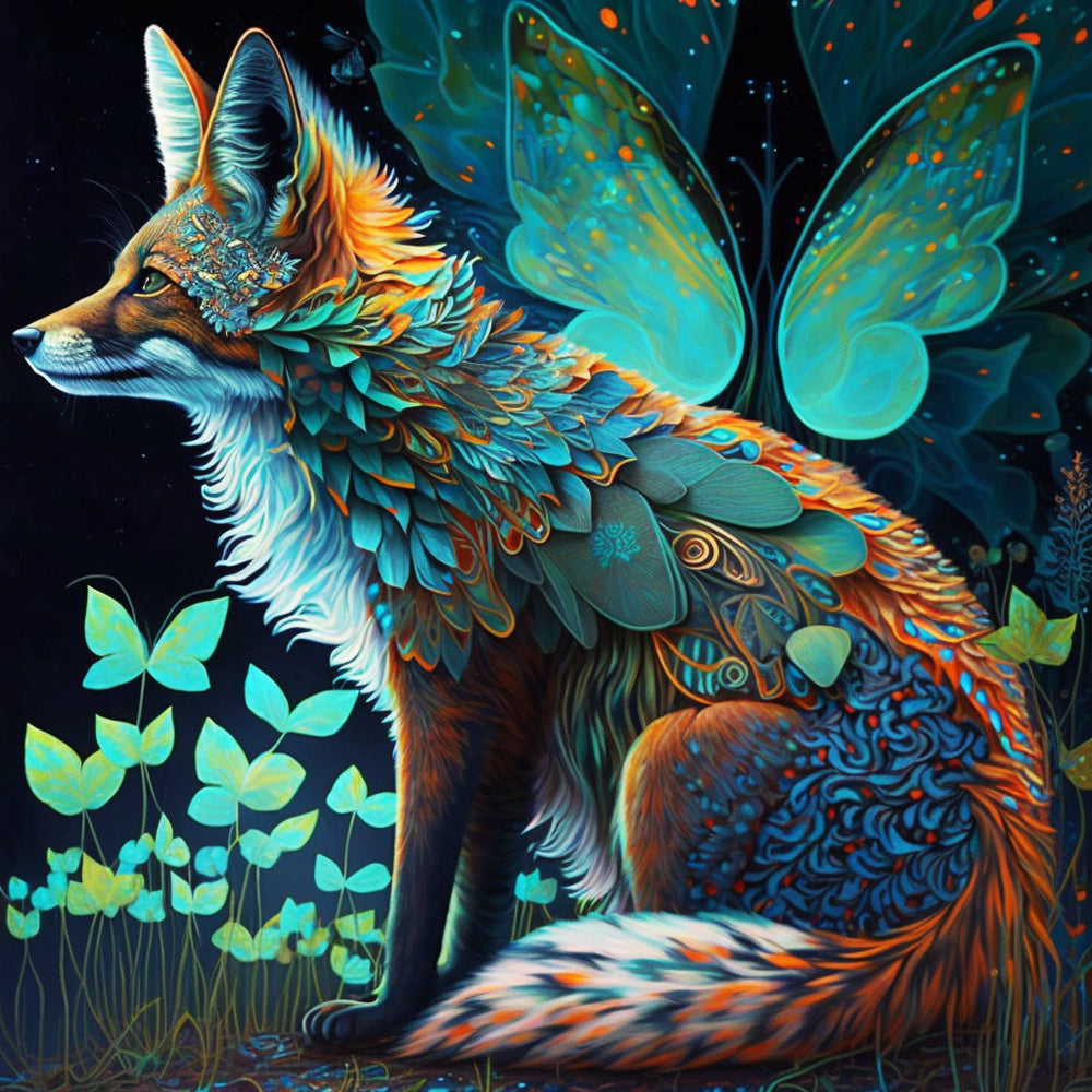 Enchanted butterfly fox cross stitch kit for beginners