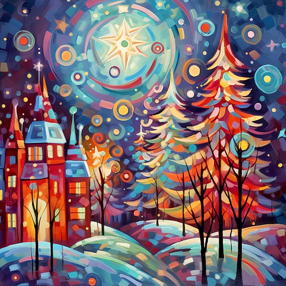 Enchanted cosmic christmas tree cross stitch kit for beginners