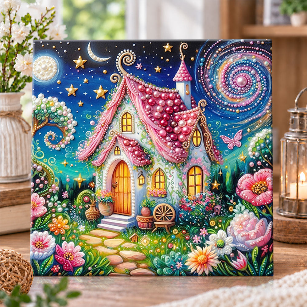 Enchanted fairy cottage pearl diamond painting kit for beginners