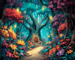 Enchanted fairy forest with giant trees cross stitch kit for beginners