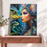 Finished enchanted forest bond pearl diamond painting artwork displayed as home decor