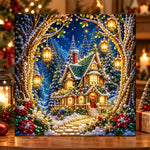 Enchanted forest christmas cottage pearl diamond painting kit for beginners
