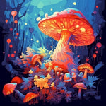 Enchanted glowing mushrooms cross stitch kit for beginners