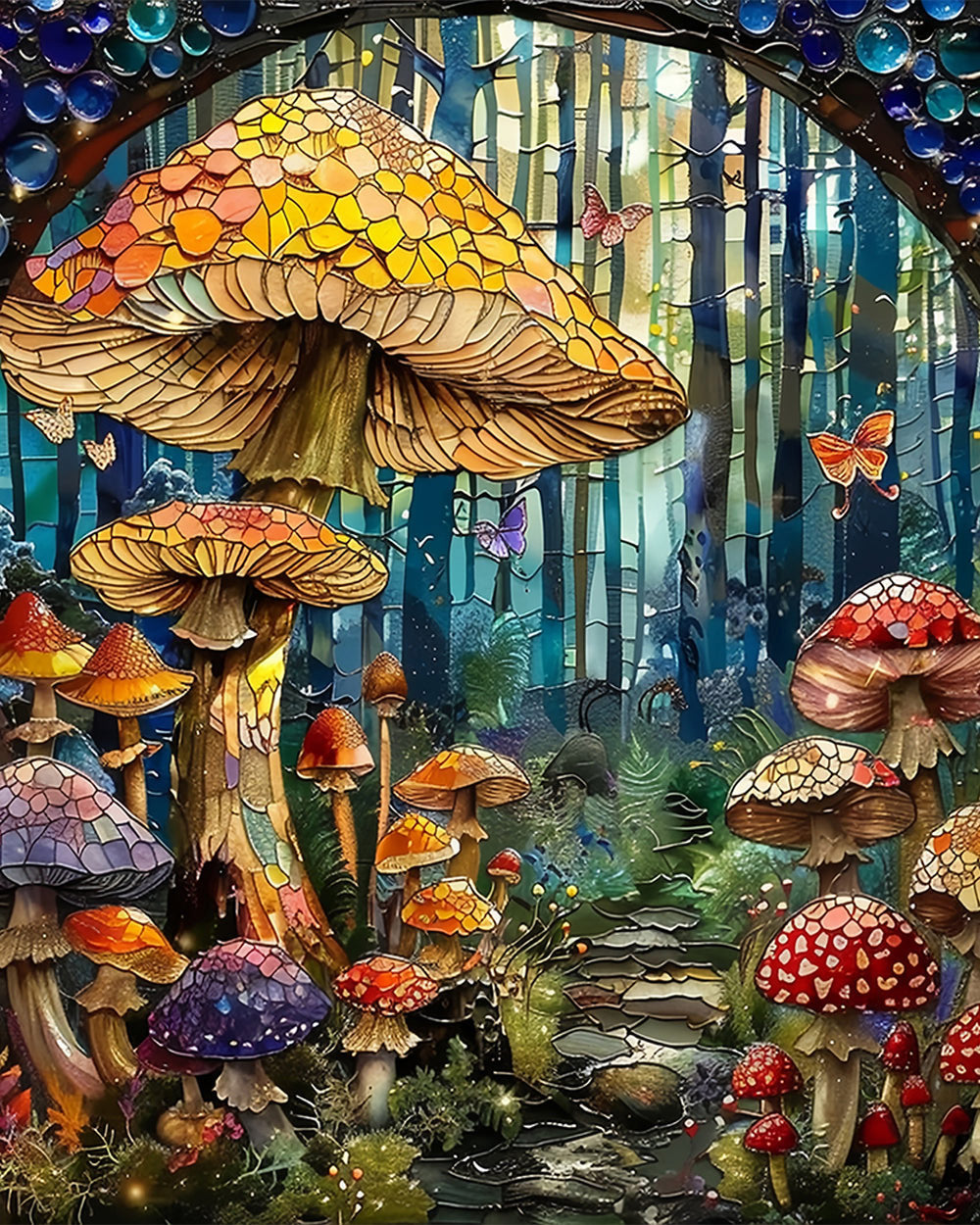 Enchanted mushroom forest cross stitch kit for beginners