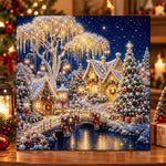 Enchanted snowy christmas town pearl diamond painting kit for beginners