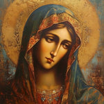 Ethereal blue veiled sacred portrait cross stitch kit for beginners