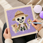 Creating handmade explorer skeleton punch needle artwork