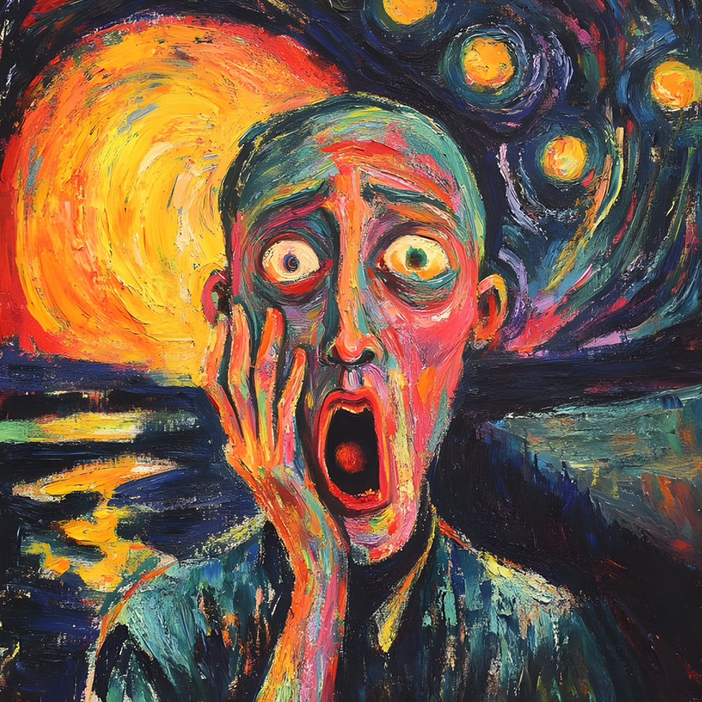 Expressionist scream artwork cross stitch kit for beginners
