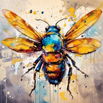 Expressive splatter paint bee cross stitch kit for beginners