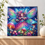 Finished fairy among glowing mushrooms pearl diamond painting artwork displayed as holiday home decor