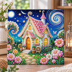 Fairy house under starry sky pearl diamond painting kit for beginners