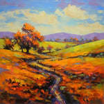 Fall country hillside path cross stitch kit for beginners